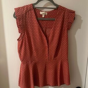 Monteau Red Blouse with White Dots